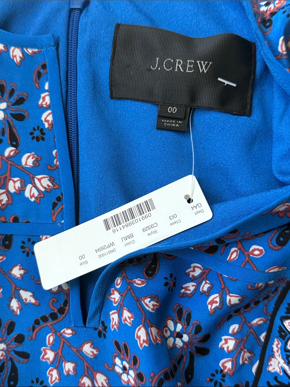 NWT J. Crew Silk Blue Floral Sleeveless Mini Dress with Border Print - Picture 2 of 3